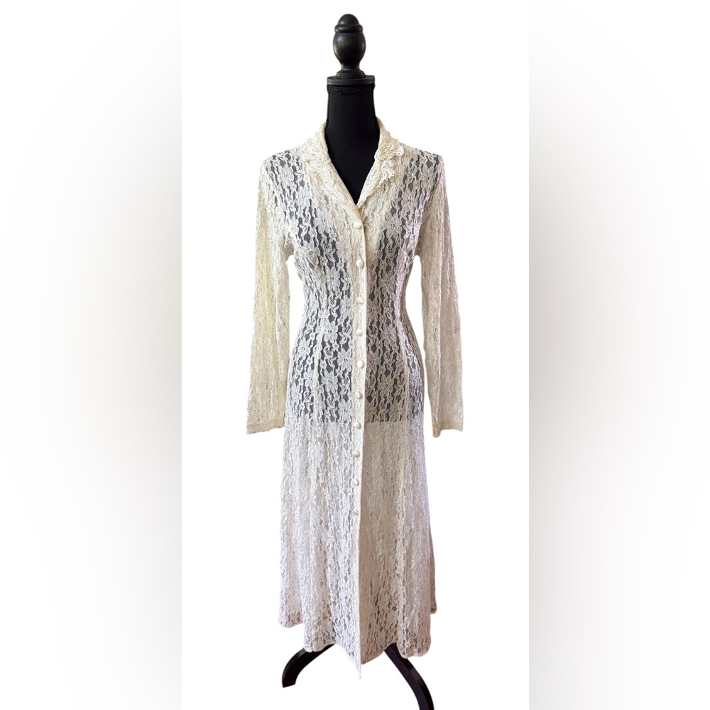 Dawn Joy Fashions: Ivory Cream Lace Button Down Dress by Dawn Joy Fashions